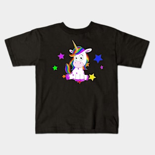 Cute unicorn rainbow colors and stars T-Shirt Kids T-Shirt